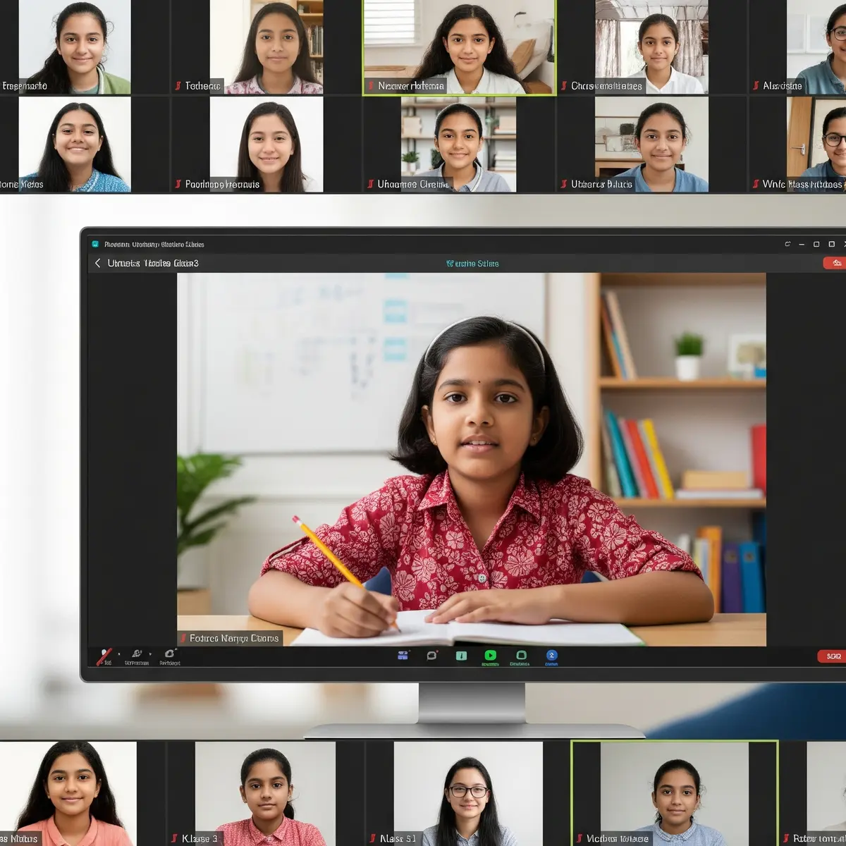 Class 3 student actively participating in Vedic maths online class