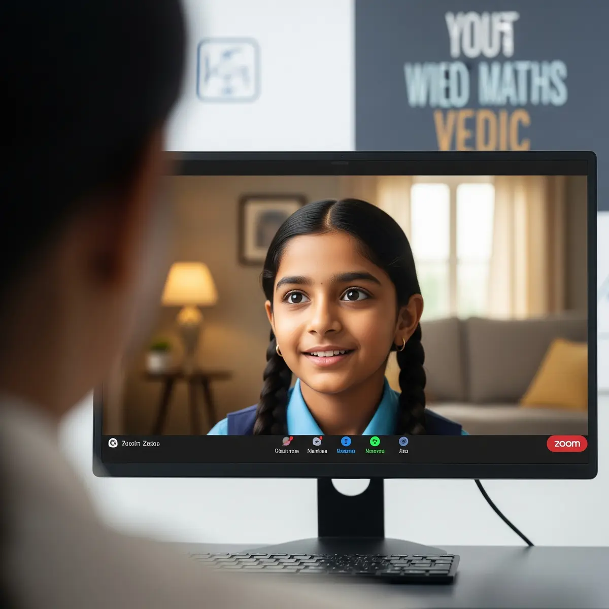 Class 4 student attending Vedic Maths virtual class